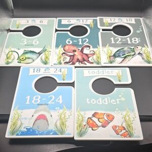 Beach & Tropical Animal Nursery Closet Dividers, Multicolor, Age 3-24 Months